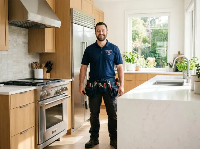 Appliance Repair Hero technician in a Atmore, AL kitchen after an appliance repair